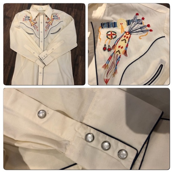 Vintage American Indian Style Cowboy shirt - Picture 6 of 6